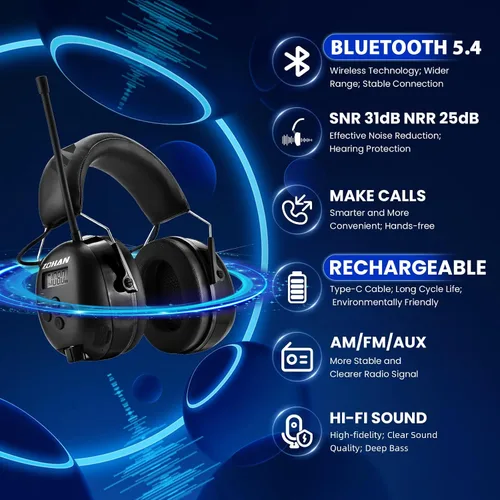 Miniatura 2 de ZOHAN AM/FM Radio Headphone with Digital Display,Ear Protection Noise Reduction Earmuffs,Comfortable Hearing Protector