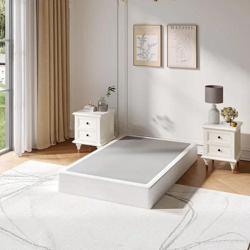Miniatura 6 de Somier individual de 5 pulgadas, capacidad de 1500 libras, tamaño de base de cama metálica, base de colchón de perfil bajo con funda de tela, fácil