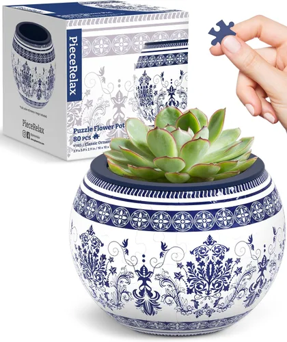 Miniatura 18 de PieceRelax Rompecabezas 3D Maceta 80 Piezas - Abundancia de Otoño, Macetas de Flores de Decoración del Hogar para Cactus de Interior, Macetas