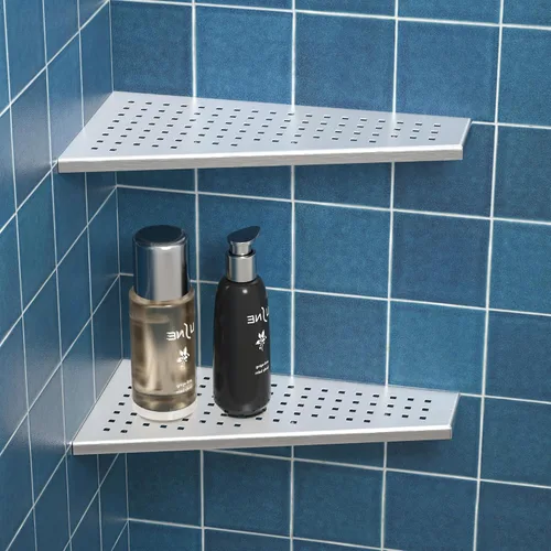 Estante esquinero para ducha, 2 piezas, estantes de baño en forma de trapezoidal de 12 pulgadas para pared de azulejos, estante de acero inoxidable