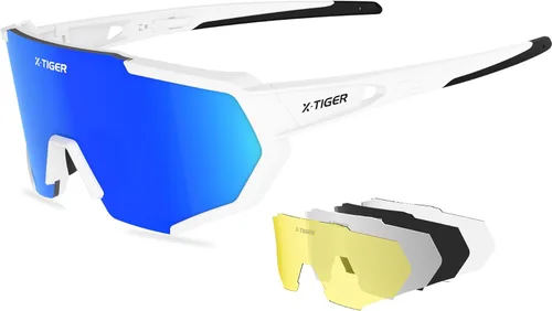 Miniatura 15 de X-TIGER Gafas de sol polarizadas para deportes con 5 lentes intercambiables, gafas de ciclismo para hombres y mujeres, para béisbol, correr, pesca