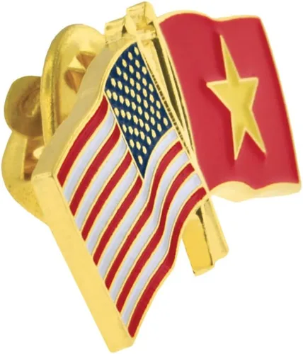 Miniatura 128 de PinMart Pin de solapa esmaltado con bandera de la amistad cruzada de Estados Unidos y el mundo
