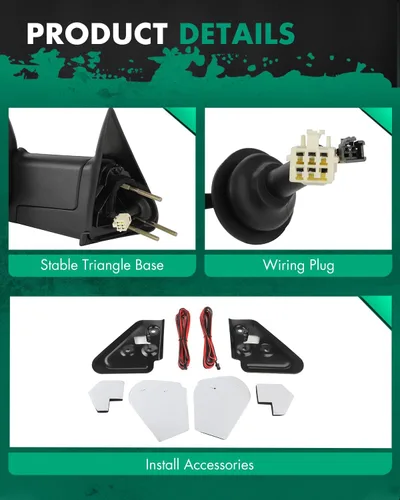 Miniatura 5 de Espejo de remolque compatible con Dodge 1998-2001 para Ram 1500 para Ram 2500 para Ram 3500 Pickup Truck Espejo de remolque ajustable con luz
