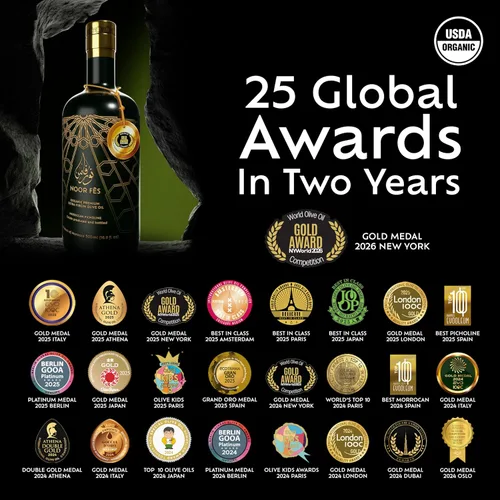 Miniatura 3 de NOOR FÈS EVOO Set de regalo Más de 20 premios USDA Orgánico 584 mg/kg de alto en polifenoles Virgen extra Finca de origen único Aceite