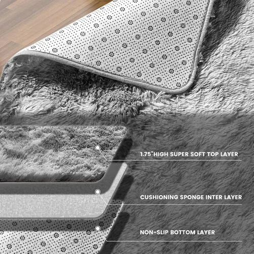 Miniatura 6 de Alfombras grandes de área para sala de estar, alfombras mullidas y peludas de felpa suave para dormitorio, alfombra de suelo interior para niños