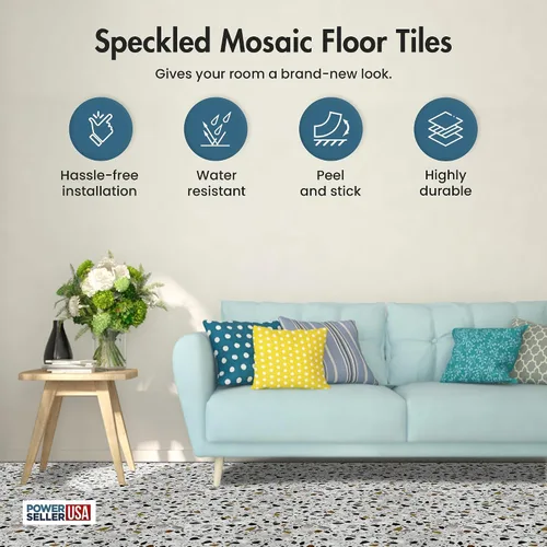 Miniatura 2 de PowerSellerUSA Azulejos de vinilo autoadhesivos, 20 unidades de 12 x 12 pulgadas con patrón de mosaico contemporáneo para despegar y pegar, azulejos
