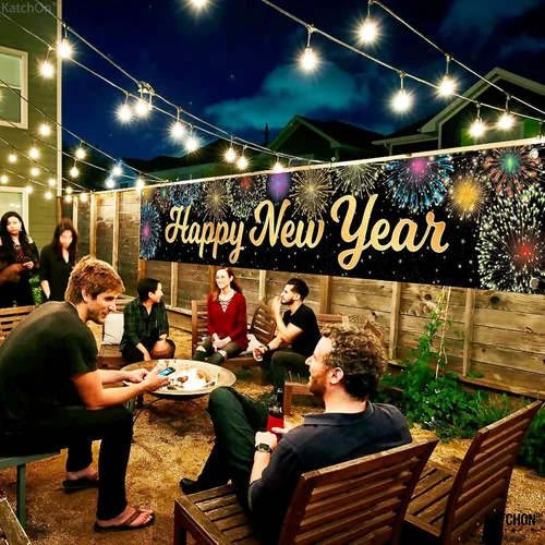 Miniatura 2 de KatchOn, Cartel de feliz año nuevo para patio 2026 – Extra grande de 120 x 20 pulgadas, letrero de feliz año nuevo para decoraciones de Año Nuevo