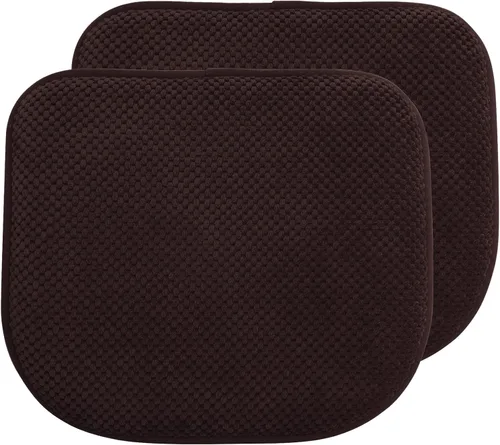 Miniatura 18 de Cojines de asiento de espuma marrón para sillas de cocina, almohadillas para sillas de comedor, paquete de 6 cojines antideslizantes para asientos
