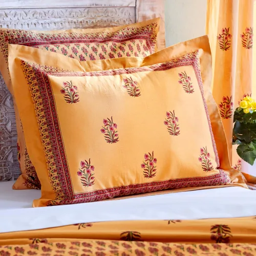 Miniatura 10 de Saffron Marigold Funda de almohada azul floral iluminado por la luna Taj - CP, algodón de calidad, comercio justo, ropa de cama bohemio
