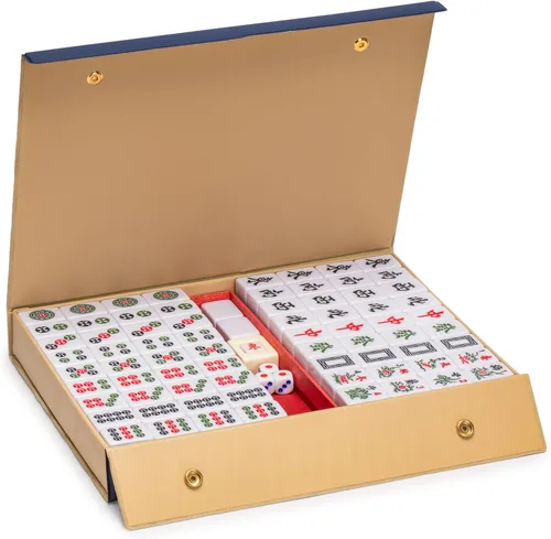 Miniatura 5 de Yellow Mountain Imports "Set de Mahjong Chino Real Azul con 146 Azulejos Medianos y Estuche de Vinilo Azul — Solo para Juego al Estilo Chino Índigo