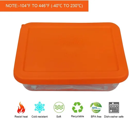 Miniatura 2 de Sophico Tapa de almacenamiento rectangular de silicona para 6 tazas de repuesto para cuencos de vidrio Pyrex 7211-PC, recipiente no incluido (MIX)