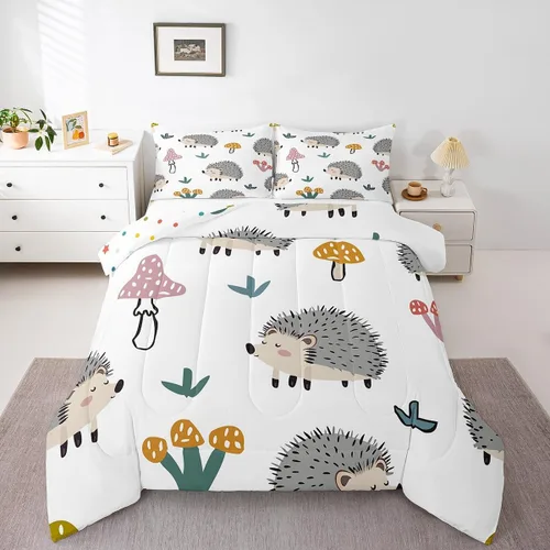 Miniatura 65 de Erosebridal Juego de ropa de cama para niños, tamaño individual, diseño de gatos de dibujos animados, para niñas, niños y adolescentes, edredón