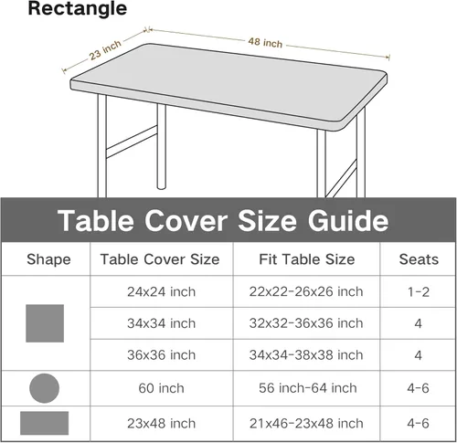 Miniatura 6 de Mantel de mesa rectangular de 4 pies con ajuste elástico, mantel de elastano elástico de 4 pies para mesa, mantel elástico de spandex para cocina
