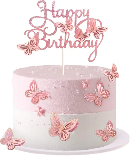 Miniatura 13 de 13 adornos de mariposa para tartas, adornos 3D para cupcakes para niñas y cumpleaños de mujeres (azul y morado)
