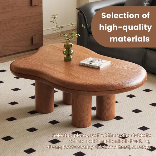 Miniatura 3 de Mesa de centro Mid-Century Modern Cloud con mesa espaciosa, mesa central irregular de 35.43 pulgadas de ancho con 4 patas sólidas, mesa de té