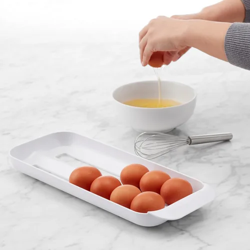 Miniatura 7 de YouCopia FridgeView - Soporte rodante para huevos, organizador de huevos apilable sin BPA con bandeja extraíble para almacenamiento