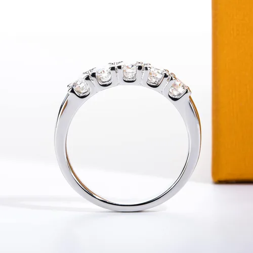 Miniatura 5 de Anillos de eternidad de moissanita, anillos de boda, color D, claridad VVS1, redondo, corte brillante, plata de ley 925, 56 piedras, anillos