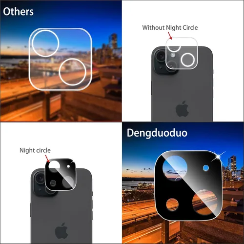 Miniatura 5 de Dengduoduo Paquete de 3 protectores de lente de cámara para iPhone 13 de 6.1" y iPhone 13 Mini de 5.4", vidrio templado, Ultra HD, dureza 9H, Sierra
