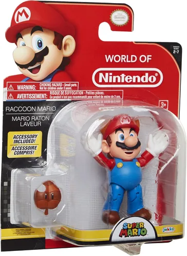Miniatura 8 de Nintendo Super Mario Raccoon Mario Figura articulada de 4 pulgadas con accesorio de hojas