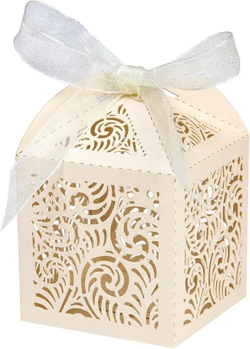 Miniatura 6 de COTOPHER 60 cajas de recuerdo cortadas con láser, caja de regalo pequeña de 2 x 2 x 2.75 pulgadas para regalos, recuerdos de fiesta de boda