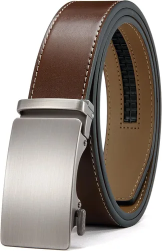 Miniatura 11 de CHAOREN - Cinturón para hombre - Cinturón de trinquete de cuero de 1 3/8 pulgadas para pantalones de vestir - Cinturón micro ajustable que se adapta
