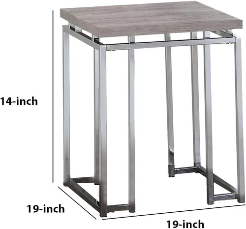 Miniatura 5 de Benjara - Mesa auxiliar con mesa rectangular y patas de metal, color plateado y marrón