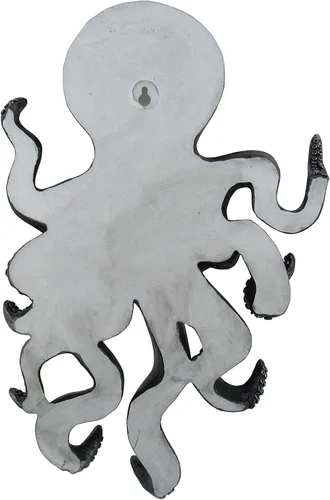 Miniatura 4 de World of Wonders Poseidon Octopus Kraken - Percha de pared de peltre Decoración decorativa náutica de oficina de playa Arte de pared de criatura