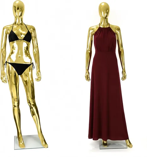 Maniquí dorado de 70 pulgadas de cuerpo completo para mujer con articulaciones ajustables, equipado con soporte y base, adecuado para tiendas de