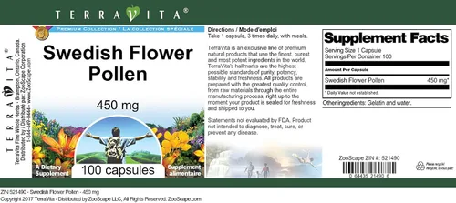 Miniatura 3 de Polen de flores suecas - 450 mg (100 Cápsulas, ZIN: 521490)