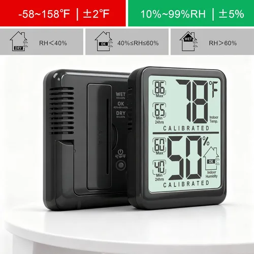 Miniatura 6 de Antonki Termómetro de habitación, Higrómetro digital pequeño Termómetro interior Medidor de humedad, Medidor de temperatura y humedad con registro