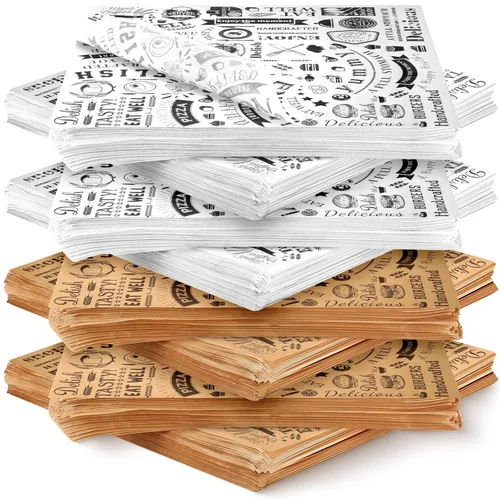 Miniatura 17 de 1000 piezas de hojas de papel encerado para delicatessen de 12 x 12 pulgadas, resistentes a la grasa, forros para bandejas canasta, papel de Blanco