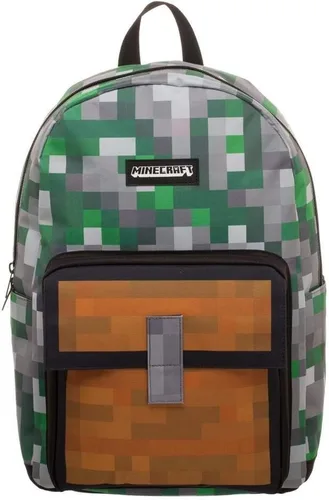 Miniatura 4 de Minecraft Squares Allover Print Mochila Bookbag Talla única, Verde, Viajar