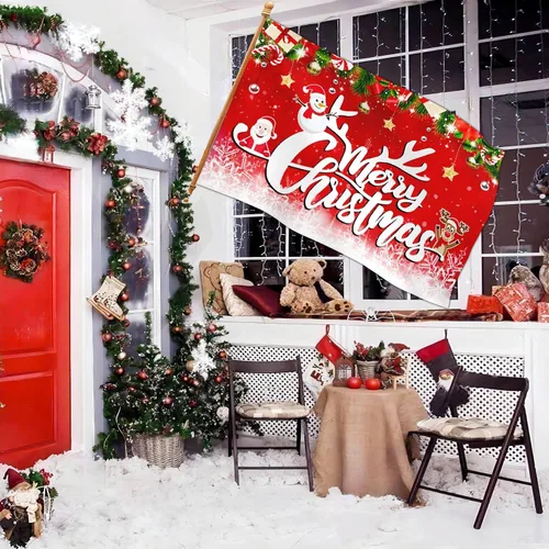 Miniatura 6 de Banderas de Navidad de 3 x 5 para exteriores, decoraciones navideñas divertidas para patio, banderas de patio para exteriores, de doble cara