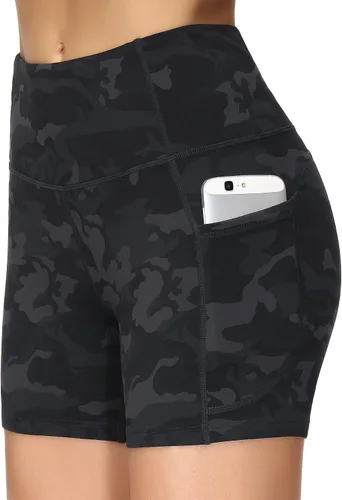 Miniatura 5 de THE GYM PEOPLE - Pantalones cortos de yoga para mujer, con cintura alta, control de abdomen y bolsillos profundos, para gimnasia, entrenamiento