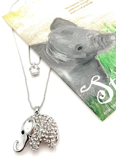 Miniatura 8 de Smiling Wisdom - Conjunto de regalo de collar y tarjeta de felicitación de elefante animal - Mujer - (Elefante de 2 hilos), Papel, aleación de zinc