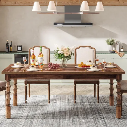 Miniatura 10 de Tribesigns Mesa de comedor de madera negra para 4 a 6 personas, mesa de cocina rectangular grande de 62 pulgadas, mesa de comedor moderna, muebles