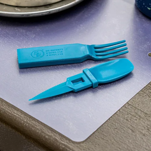 Miniatura 5 de ASR Outdoor Utensilios de plástico portátiles 3 en 1, accesorios de camping, color azul
