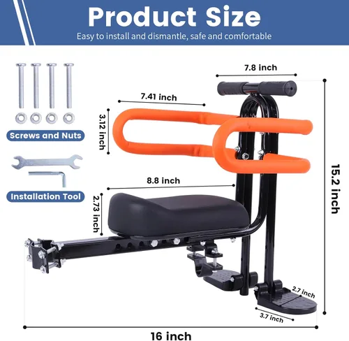 Miniatura 2 de Asiento de bicicleta para niños, asiento de bicicleta para niños de 2 a 5 años, asiento de bicicleta para niños de 2 a 5 años, asiento de bicicleta
