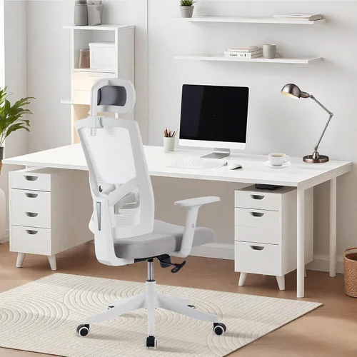 Miniatura 2 de Silla de oficina para personas pesadas, silla de escritorio ergonómica de 350 libras con reposacabezas ajustable, soporte lumbar, brazos abatibles