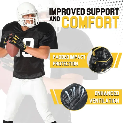 Miniatura 3 de HANDLANDY Football Gloves Men, Sticky Wide Receiver Grip Gloves, Stretch Fit Football Glove Adult