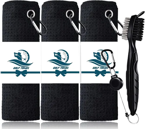 Miniatura 13 de FINGER TEN Toalla de golf de microfibra para bolsas de golf para hombres y mujeres con clip de 15.7 x 15.7 pulgadas, juego en gris, negro, azul