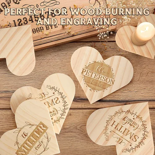 Miniatura 7 de GOH DODD - Juego de 24 posavasos de madera sin terminar, de 4.5 pulgadas, juego a granel con almohadillas para pies para manualidades, grabado