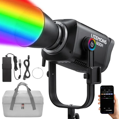 Miniatura 9 de Godox LA300Bi COB LED luz de video con bolsa de transporte 330W bicolor 2800K-6500K 127000Lux @3.3 ft 11FX efecto Bowens montaje luz continua