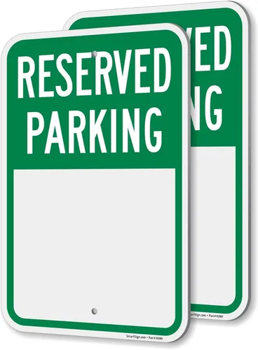 SmartSign Letrero de estacionamiento reservado en blanco, paquete de 2 letreros de escritura, 18 x 12 pulgadas, compuesto de aluminio de 0.079 in de