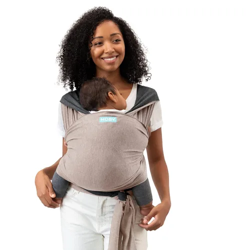 Miniatura 8 de Portabebés Moby Baby Wrap Featherknit para recién nacidos a niños pequeños (8-15kg), porta bebé tipo cabestrillo, diseño ligero y manos libres