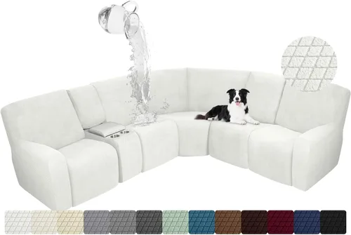 Miniatura 10 de ALIECOM Funda para Consola Central de Sillón Reclinable, Funda Elástica para Sofá Seccional Reclinable en Forma de L, Funda de Esquinas para Sofá