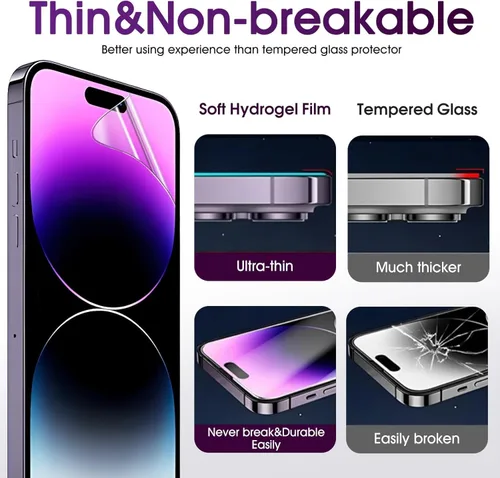 Miniatura 4 de Paquete de 3 protectores de pantalla de TPU para iPhone 15 Pro Max, película de hidrogel transparente HD transparente suave y flexible compatible