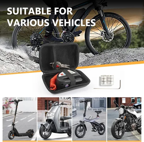 Miniatura 7 de Cerradura de motocicleta, bloqueo de freno de disco con alarma de 130 DB, cerraduras de motocicleta resistentes antirrobo, alarma de motocicleta
