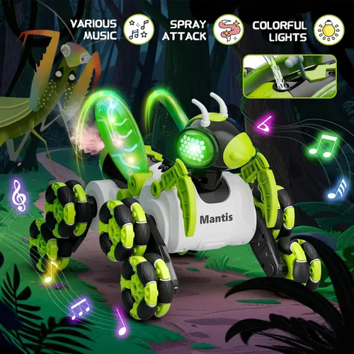 Miniatura 2 de Terucle Coche de control remoto, 8WD Bionic Mantis Toys con rotación de 360° RC Drift Car Autos RC de 2.4 GHz con luces LED geniales, música