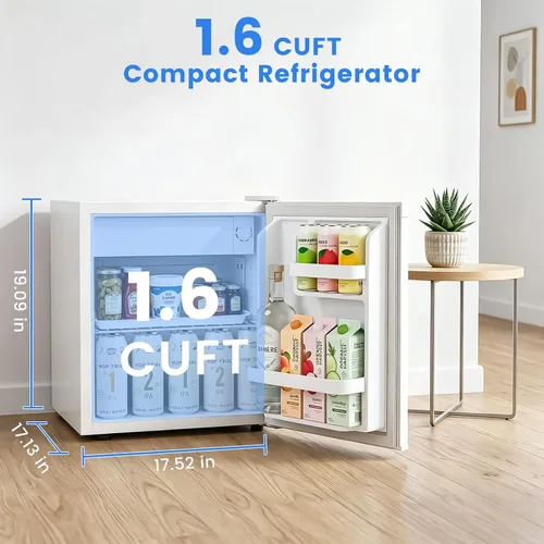 Miniatura 2 de Antarctic Star Mini refrigerador con congelador, clasificado 1.6 pies cúbicos, refrigerador vertical pequeño con estantes removibles, 7 termostato